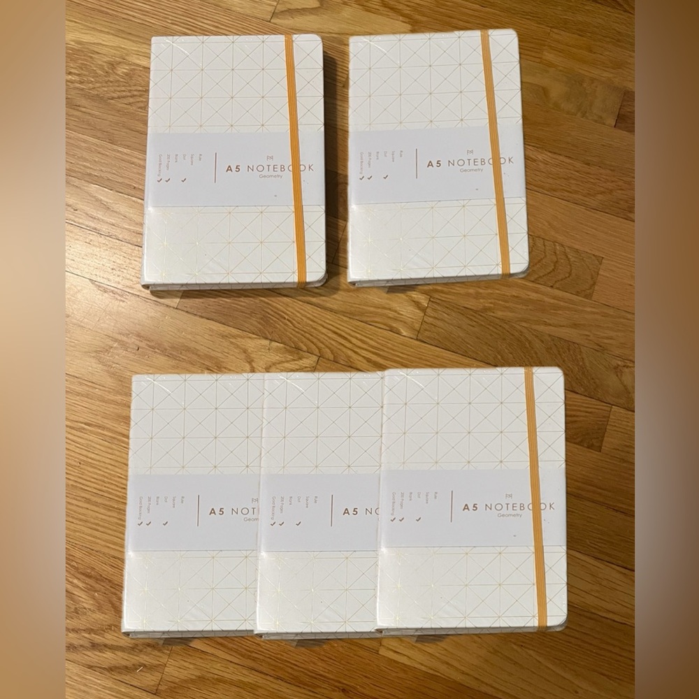 5 pcs Miliko geometry golden blocking a5 hardcover banded Ruled (New)